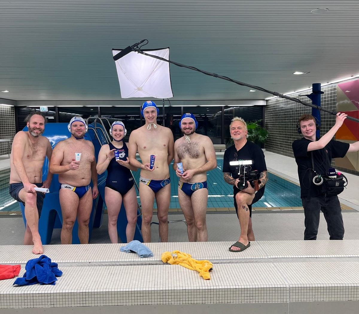 Kamerateam und Handcremetester des PSV-Stuttgart